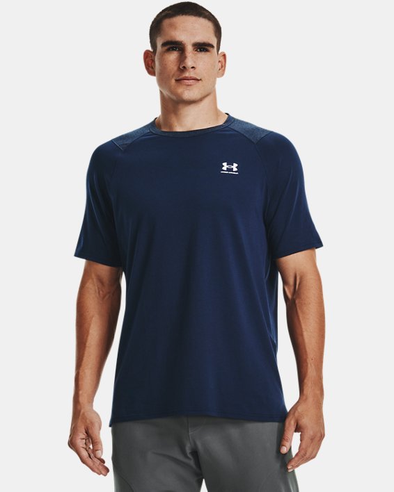 Men's UA Performance Cotton Short Sleeve in Blue image number 0